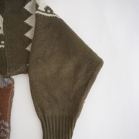 VTG Olive Green Bear Wildlife Fair Isle Graphic Outdoor Knit Crewneck Sweater XL - Picture 4 of 12